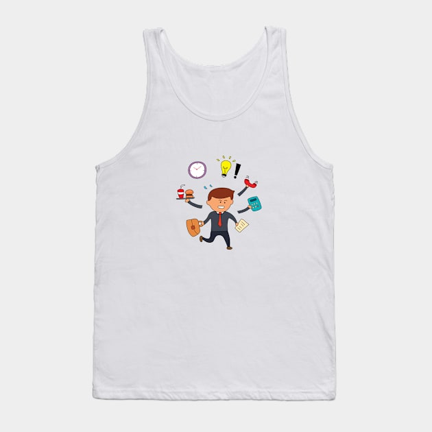 kids drawing of Business man multitasking Tank Top by wordspotrayal